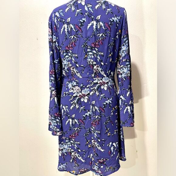 Loft dress floral flare business casual office summer festive purple Women’s 4P - Picture 9 of 10